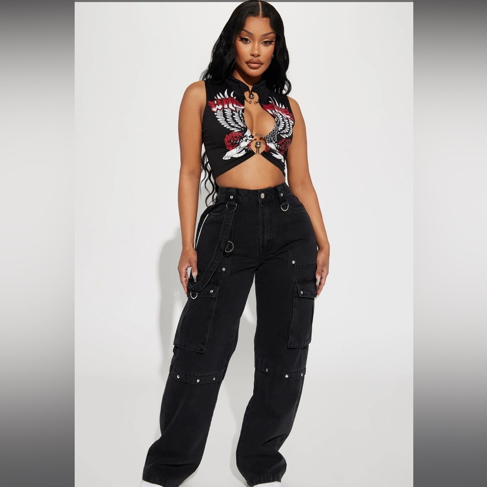 Studded utility jeans